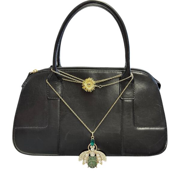 Vintage Y2K Etienne Aigner Black‎ Leather 2 Handle Shoulder Bag Crossbody Strap - Picture 12 of 13